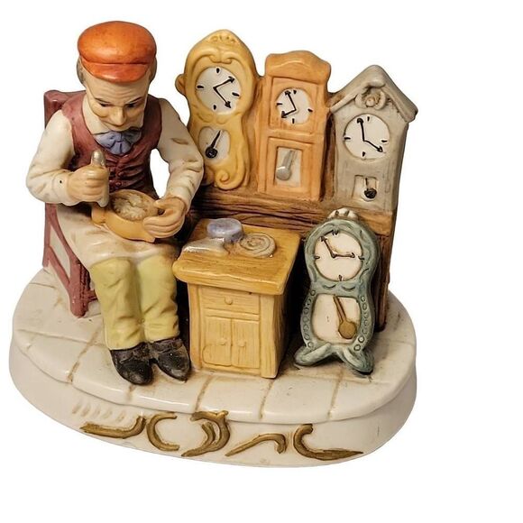 VTG Watchmaker Watch Hallmark Horologist Porcelain Charming Hand Painted Figure - Picture 1 of 13